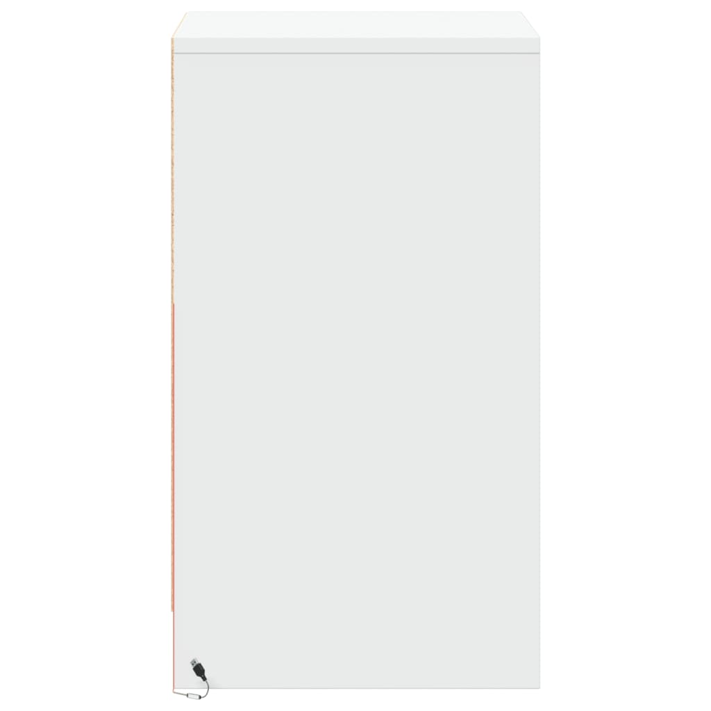 vidaXL Κομοδίνα με Φώτα LED 2 τεμ. Λευκά από Επεξεργασμένο Ξύλο