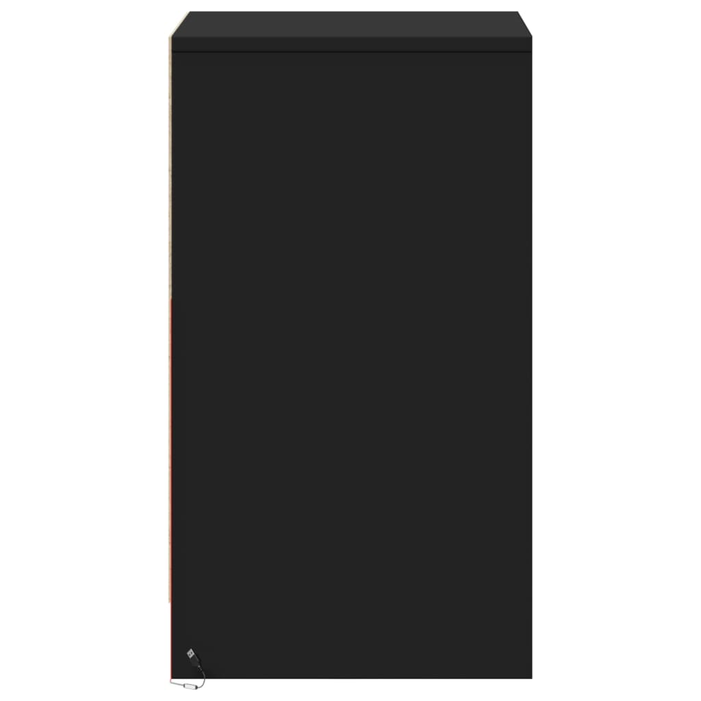 vidaXL Κομοδίνο με Φώτα LED Μαύρο από Επεξεργασμένο Ξύλο