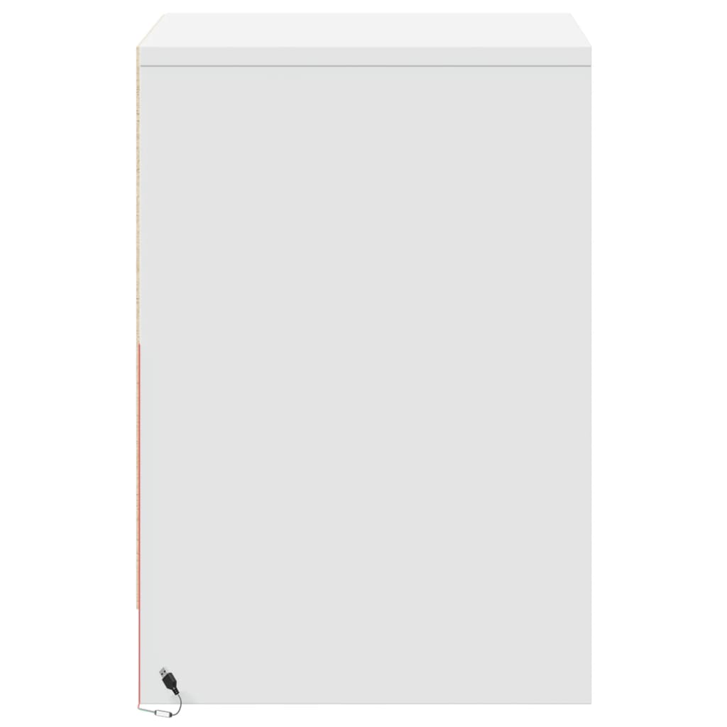 vidaXL Κομοδίνο με Φώτα LED Λευκό από Επεξεργασμένο ξύλο