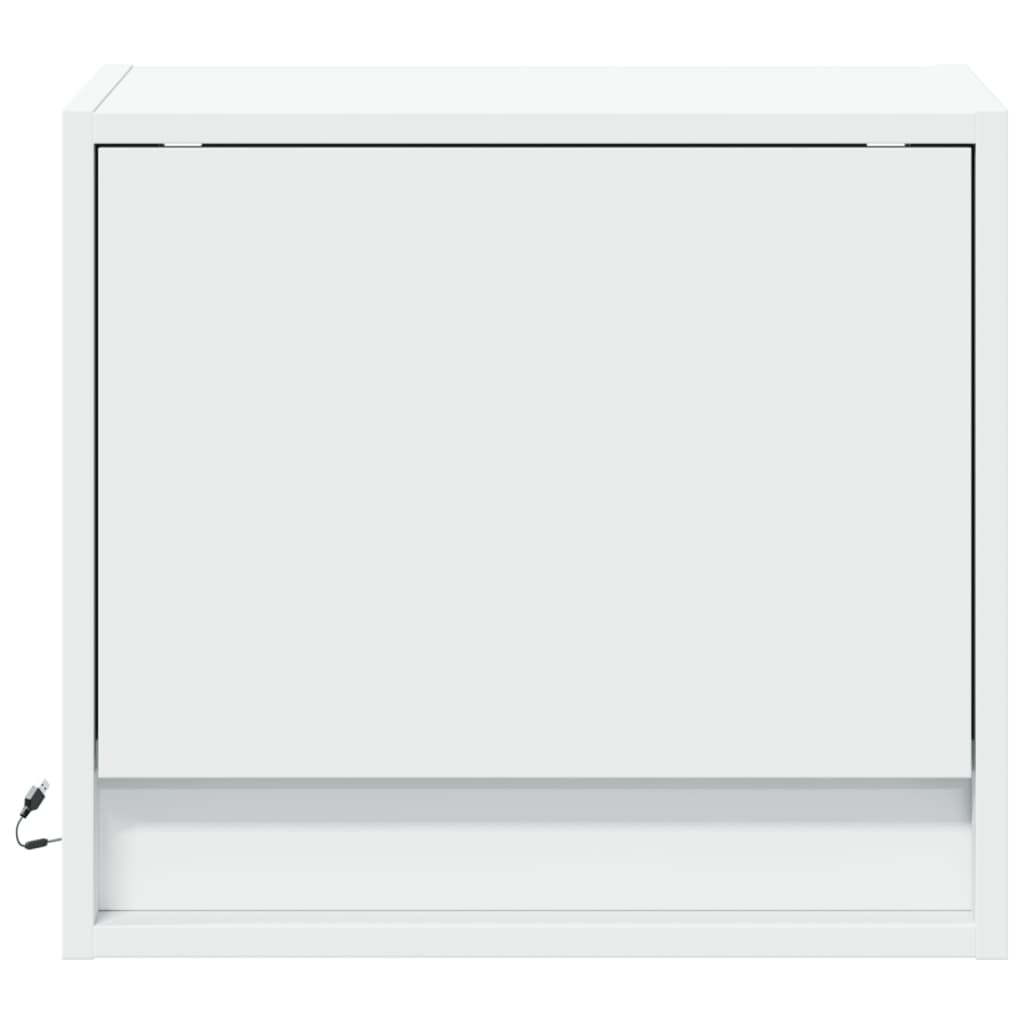 vidaXL Κομοδίνο Επιτοίχιο με Φώτα LED Λευκό