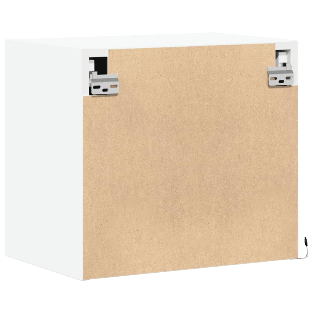 vidaXL Κομοδίνο Επιτοίχιο με Φώτα LED Λευκό