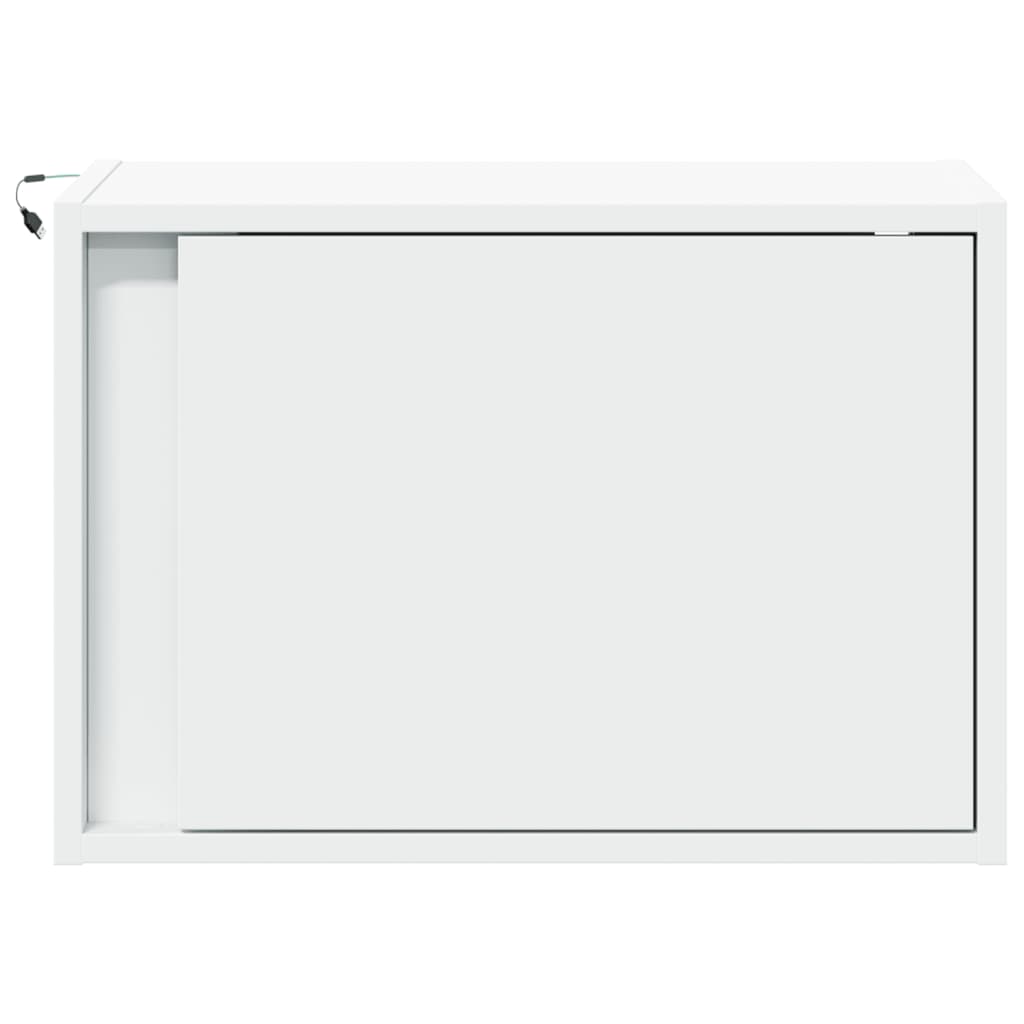 vidaXL Κομοδίνο Επιτοίχιο με Φώτα LED Λευκό