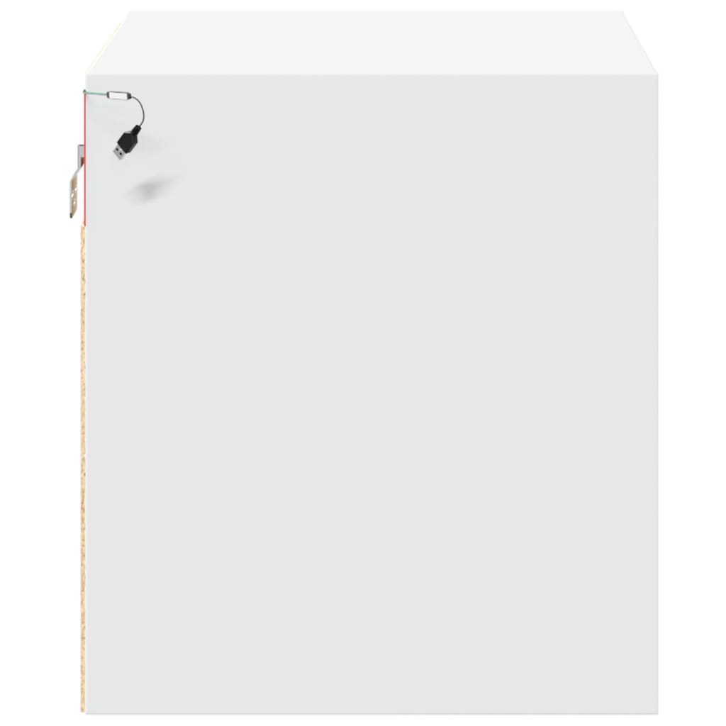 vidaXL Κομοδίνο Επιτοίχιο με Φώτα LED Λευκό