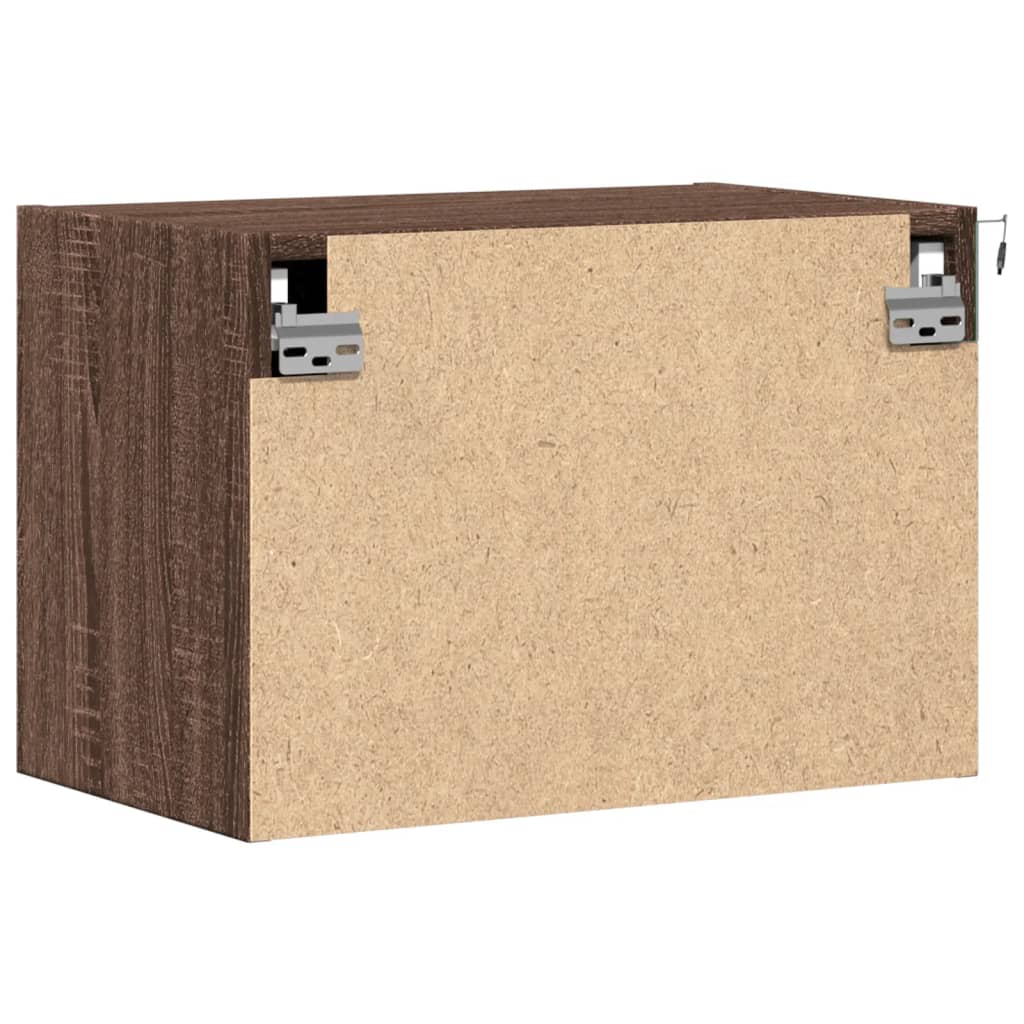 vidaXL Κομοδίνο Επιτοίχιο με Φώτα LED Καφέ Δρυς