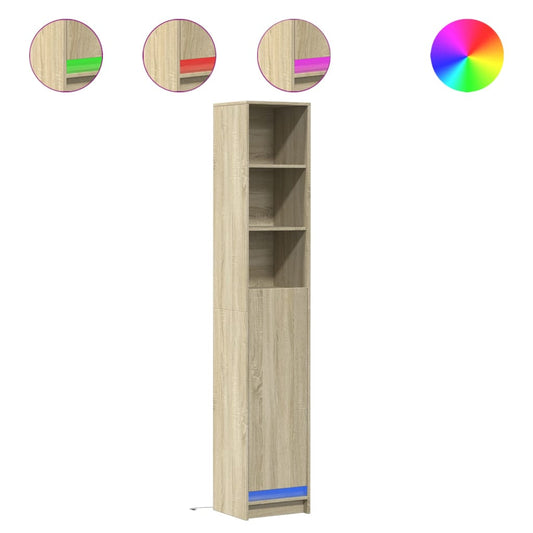 vidaXL Ντουλάπι με Φώτα LED Sonoma Δρυς 36x32,5x200 εκ. Επεξ. Ξύλο
