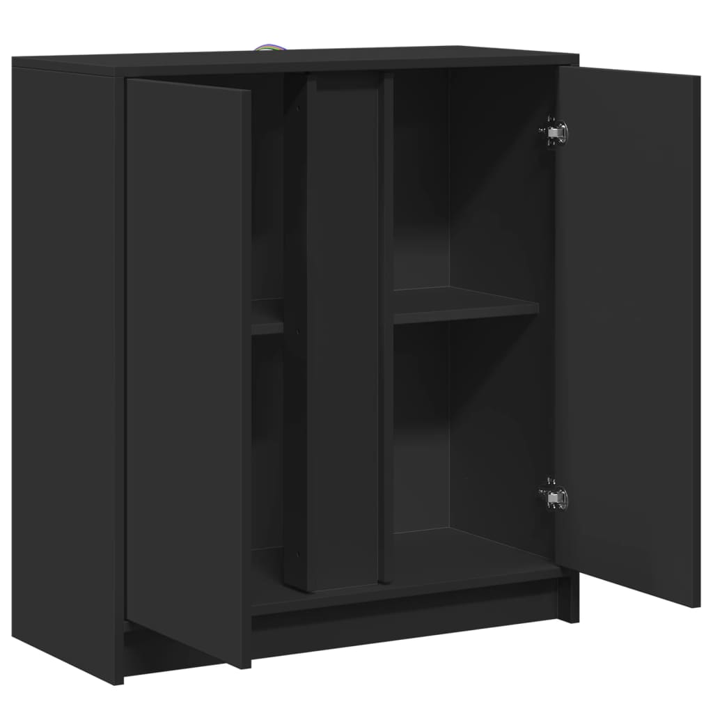 vidaXL Ντουλάπι με Φώτα LED Μαύρη 77x34x85 εκ. Επεξεργασμένο Ξύλο