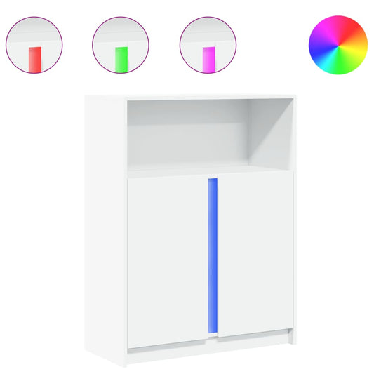 vidaXL Μπουφές με Φώτα LED Λευκός 77x34x100 εκ. από Επεξεργασμένο Ξύλο