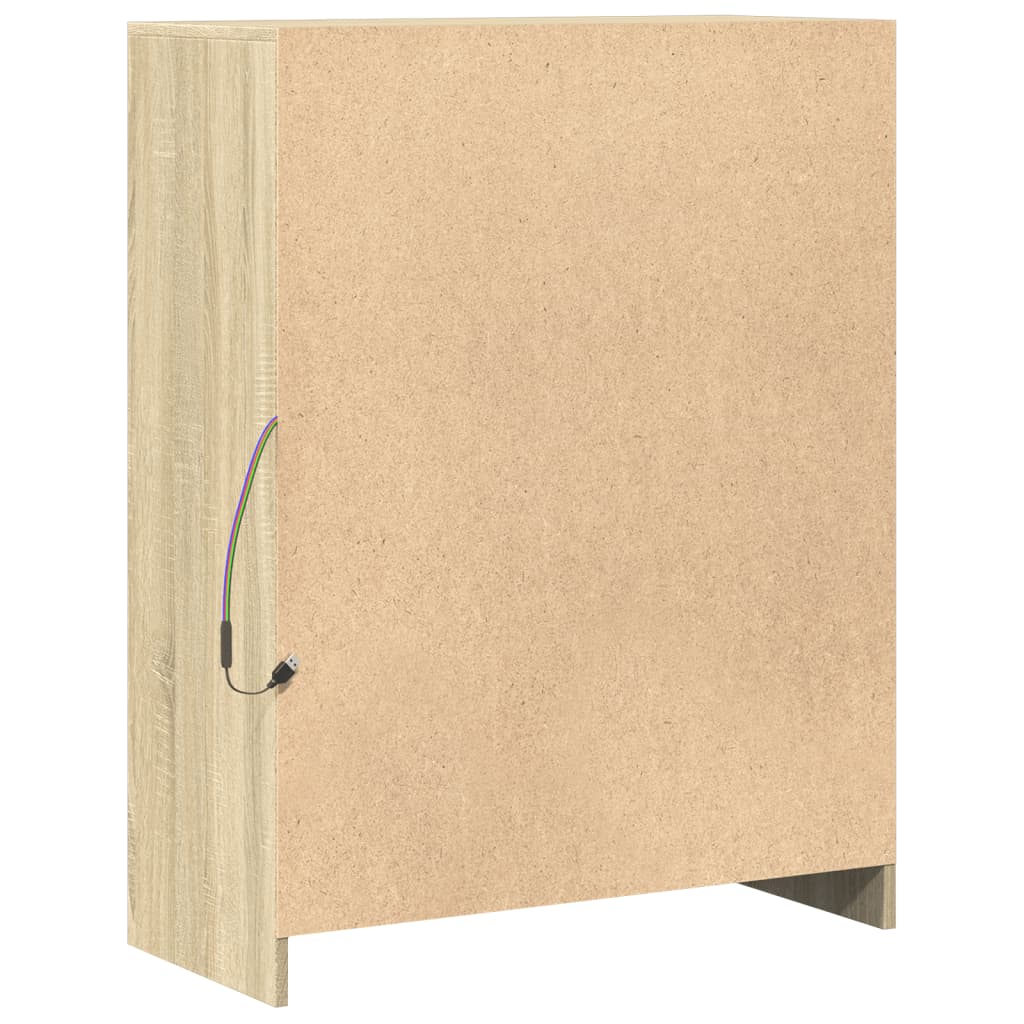 vidaXL Ντουλάπι με Φώτα LED Sonoma Δρυς 77x34x100εκ Επεξεργασμένο Ξύλο