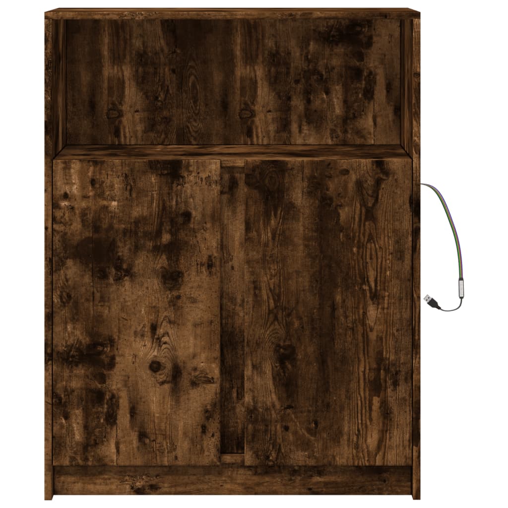 vidaXL Ντουλάπι με Φώτα LED Δρυς 77x34x100 εκ. Επεξεργασμένο Ξύλο