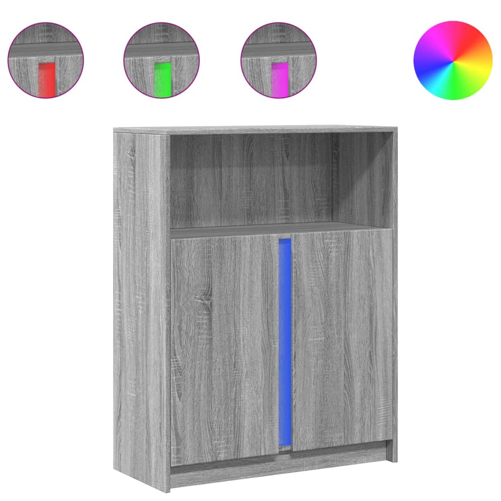 vidaXL Ντουλάπι με Φώτα LED Γκρι Sonoma 77x34x100εκ Επεξεργασμένο Ξύλο