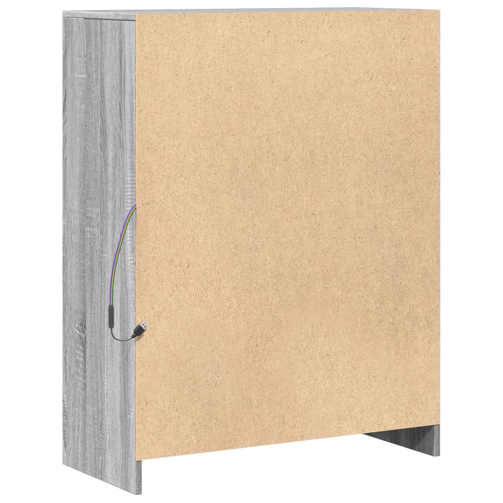 vidaXL Ντουλάπι με Φώτα LED Γκρι Sonoma 77x34x100εκ Επεξεργασμένο Ξύλο