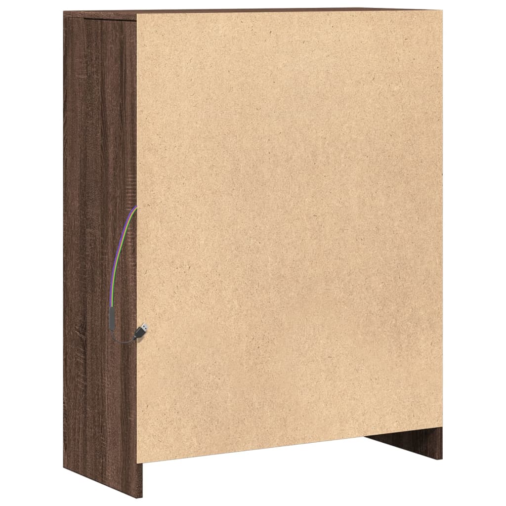 vidaXL Ντουλάπι με Φώτα LED Καφέ Δρυς 77x34x100 εκ. Επεξεργασμένο Ξύλο