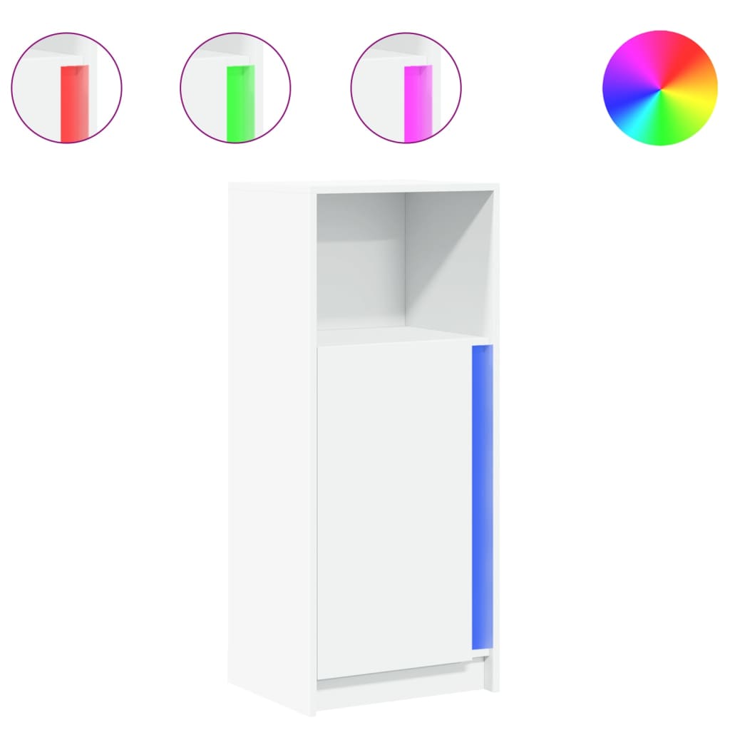 vidaXL Μπουφές με Φώτα LED Λευκός 42,5x34x100 εκ. Επεξεργασμένο Ξύλο