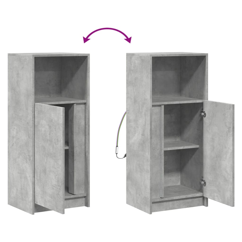 vidaXL Ντουλάπι με Φώτα LED Γκρι Σκυρ. 42,5x34x100 εκ. Επεξ. Ξύλο