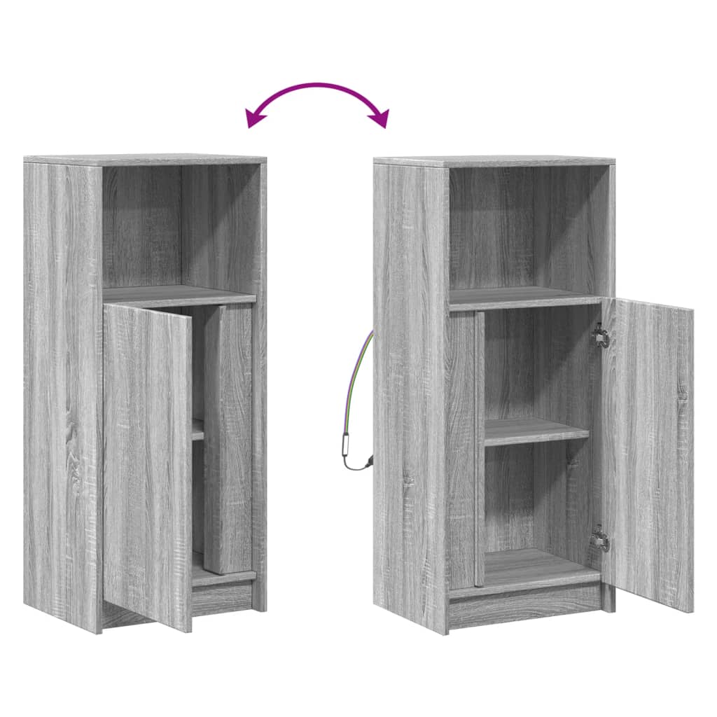 vidaXL Ντουλάπι με Φώτα LED Γκρι Sonoma 42,5x34x100 εκ Επεξ. Ξύλο