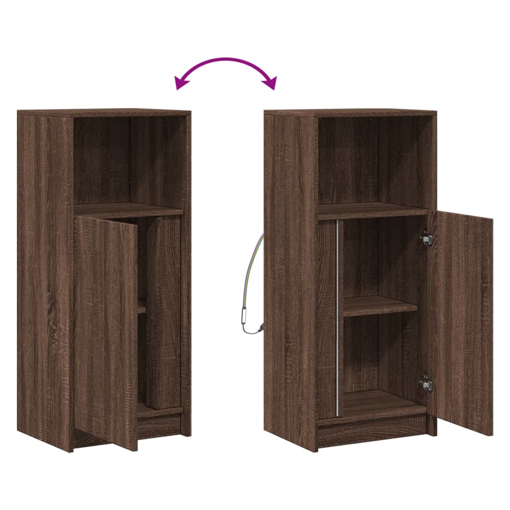 vidaXL Ντουλάπι με Φώτα LED Καφέ Δρυς 42,5x34x100 εκ. Επεξ. Ξύλο