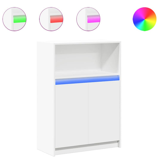 vidaXL Μπουφές με Φώτα LED Λευκός 72x34x100 εκ. από Επεξεργασμένο Ξύλο