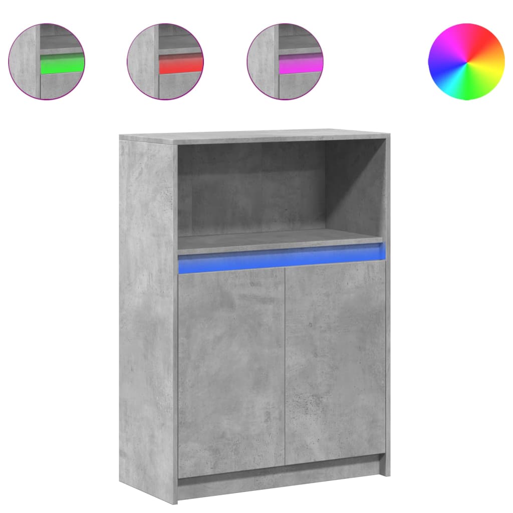vidaXL Ντουλάπι με Φώτα LED Γκρι Σκυρ. 72x34x100εκ. Επεξεργασμένο Ξύλο