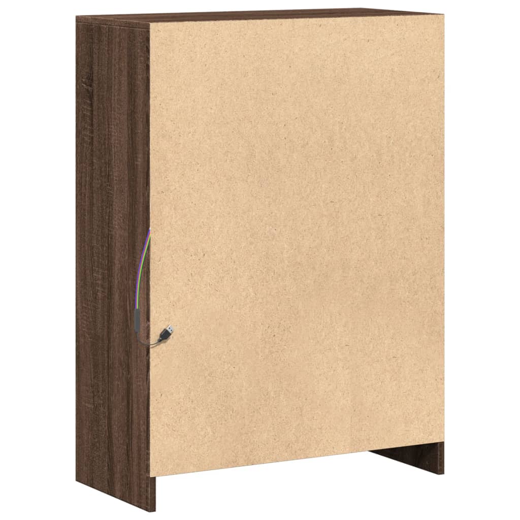 vidaXL Ντουλάπι με Φώτα LED Καφέ Δρυς 72x34x100 εκ. Επεξεργασμένο Ξύλο