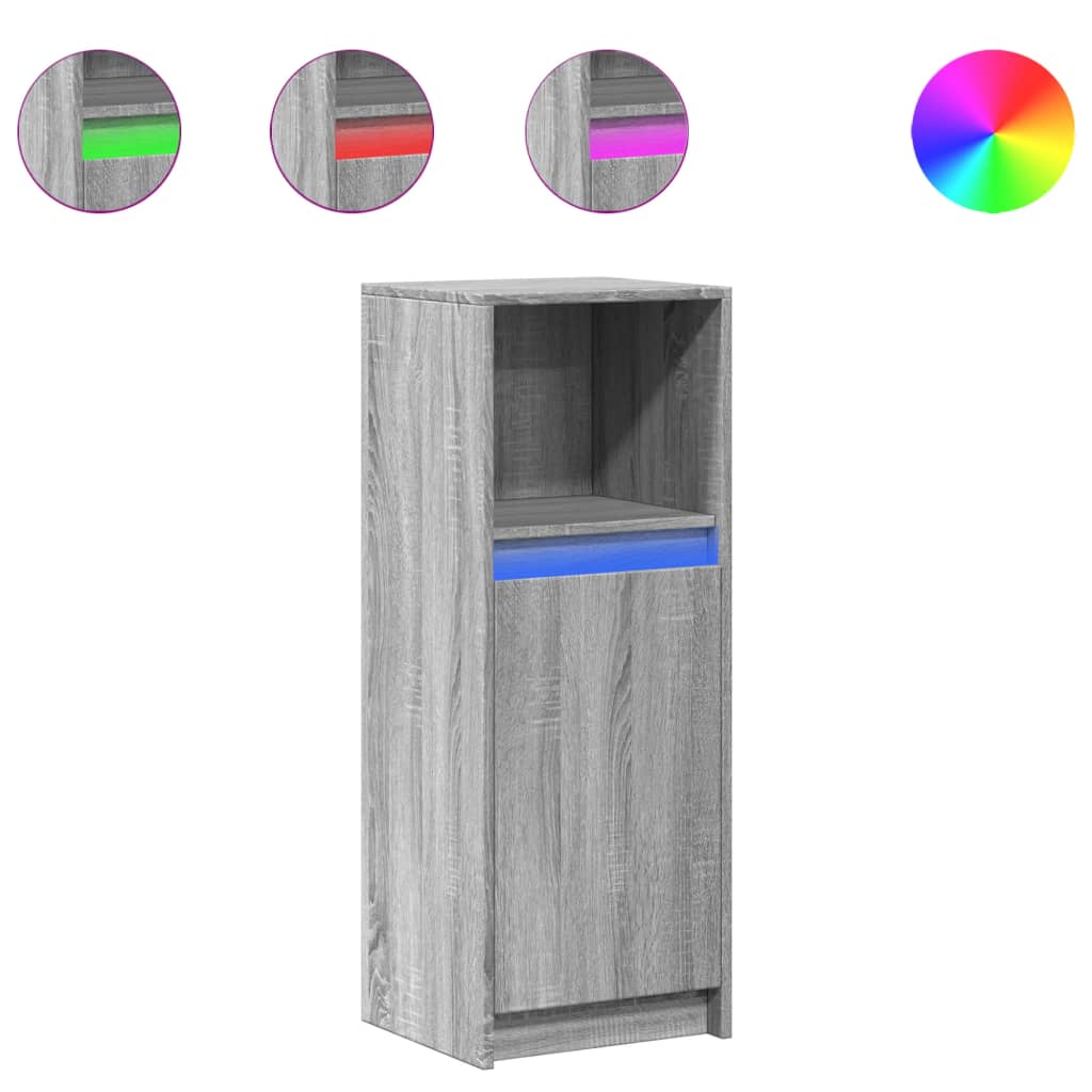 vidaXL Ντουλάπι με Φώτα LED Γκρι Sonoma 38x34x100εκ Επεξεργασμένο Ξύλο