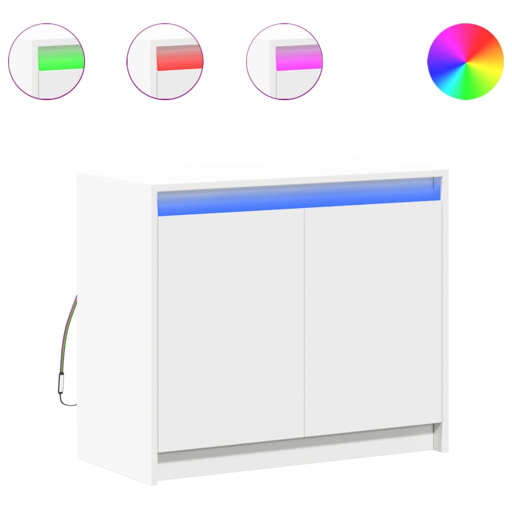 vidaXL Μπουφές με Φώτα LED Λευκός 72x34x61 εκ. από Επεξεργασμένο Ξύλο