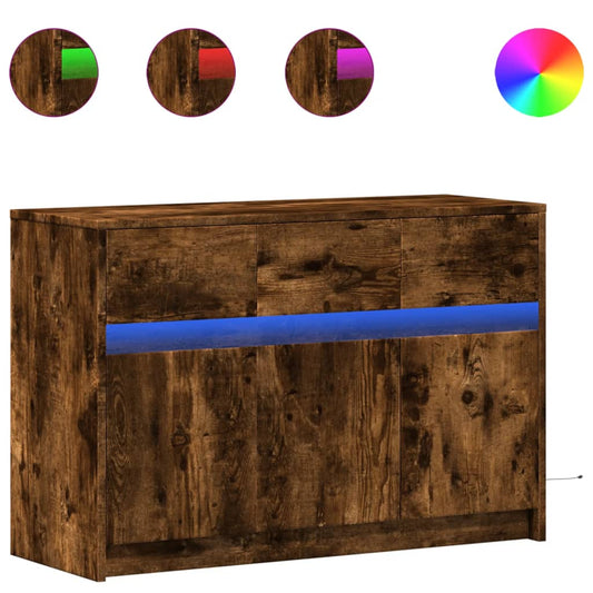 vidaXL Έπιπλο Τηλεόρασης με LED Καπνιστή Δρυς 91x34x61 εκ. Επεξ. Ξύλο