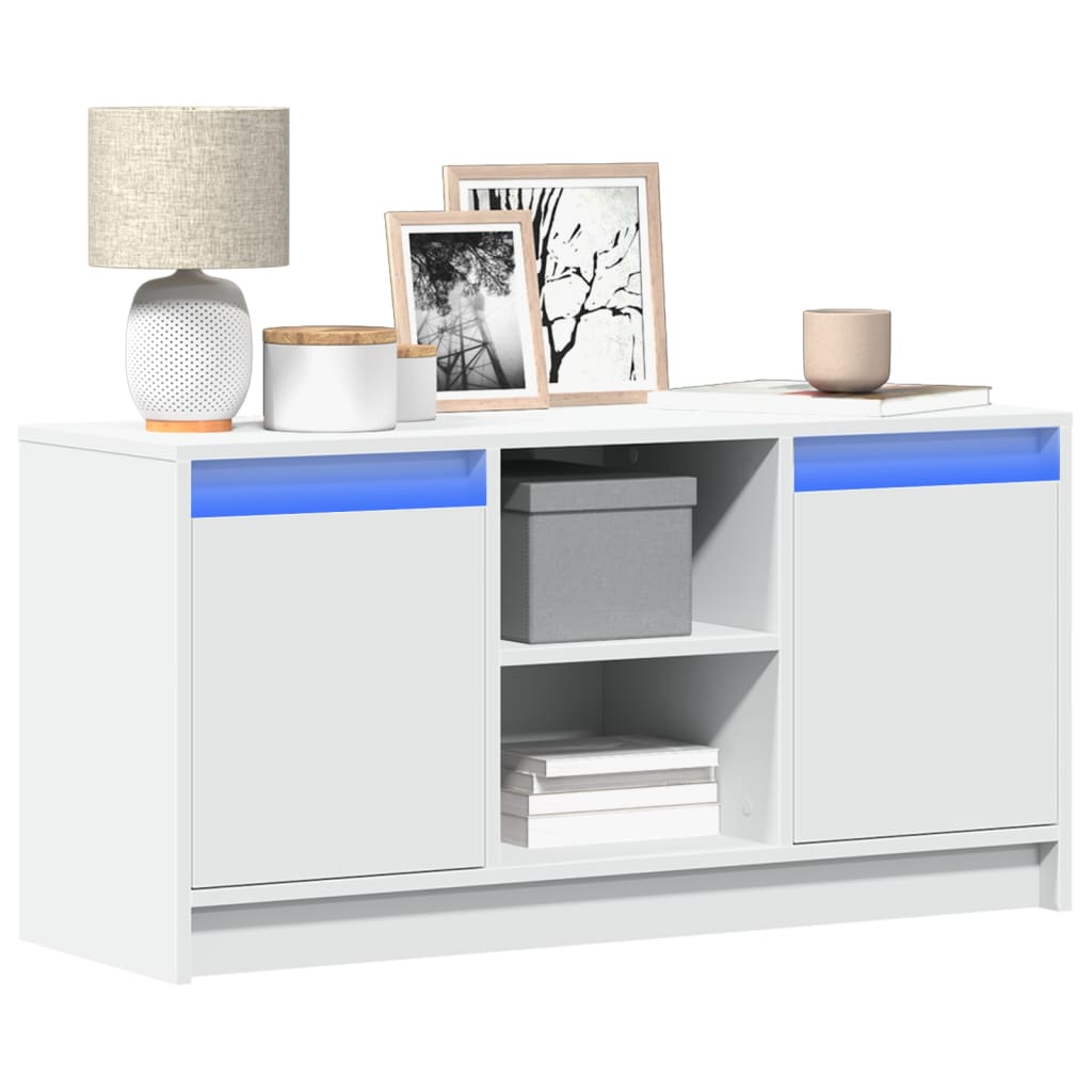 vidaXL Έπιπλο Τηλεόρασης με LED Λευκό 100x34x50 εκ. από Επεξ. Ξύλο