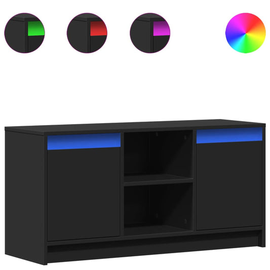vidaXL Έπιπλο Τηλεόρασης με LED Μαύρο 100x34x50 εκ. από Επεξ. Ξύλο