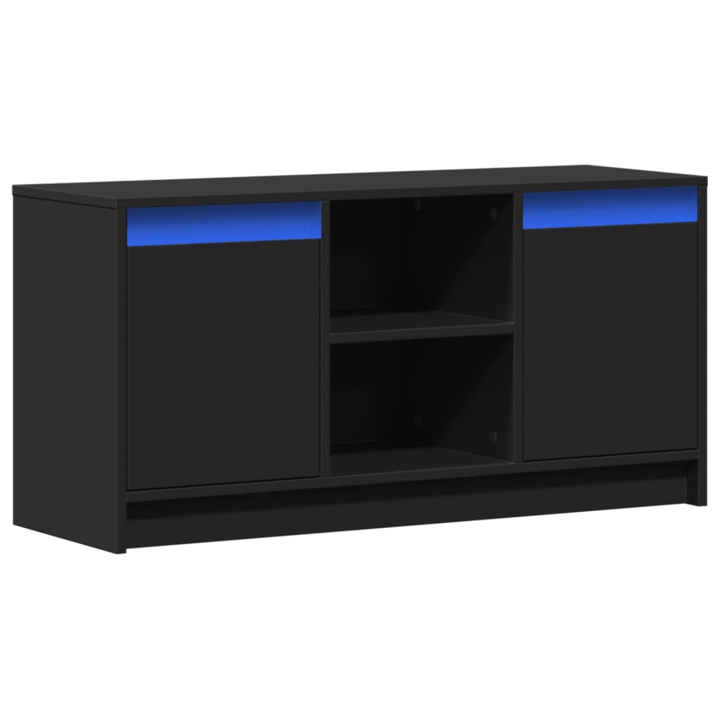 vidaXL Έπιπλο Τηλεόρασης με LED Μαύρο 100x34x50 εκ. από Επεξ. Ξύλο