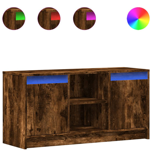 vidaXL Έπιπλο Τηλεόρασης με LED Καπνιστή Δρυς 100x34x50 εκ. Επεξ. Ξύλο