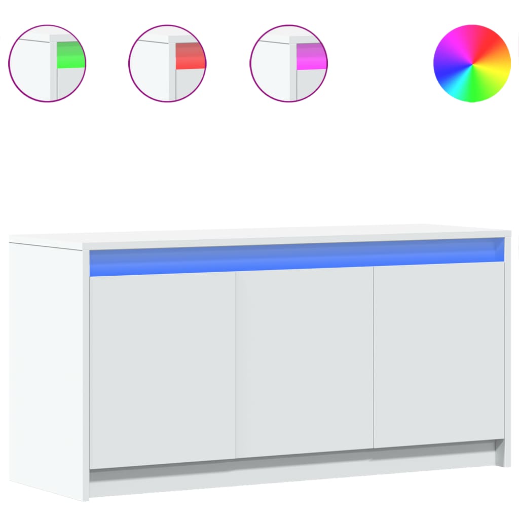 vidaXL Έπιπλο Τηλεόρασης με LED Λευκό 100x34x50 εκ. από Επεξ. Ξύλο