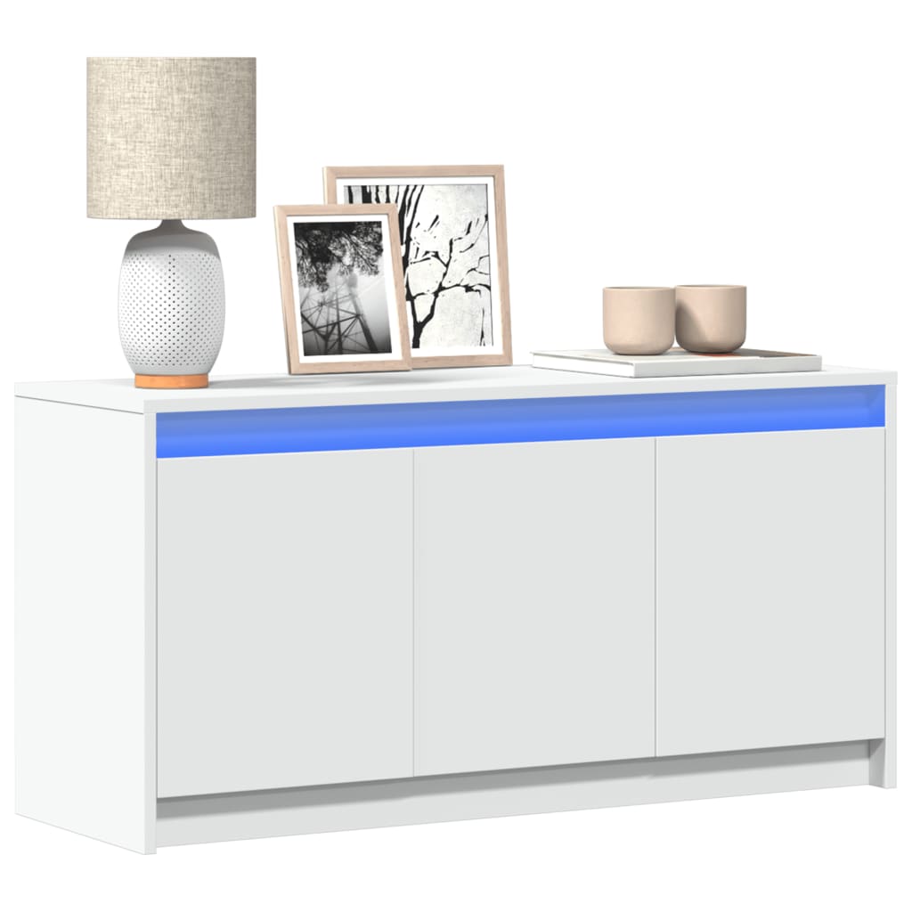 vidaXL Έπιπλο Τηλεόρασης με LED Λευκό 100x34x50 εκ. από Επεξ. Ξύλο