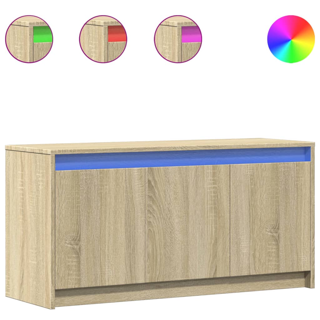 vidaXL Έπιπλο Τηλεόρασης με LED Sonoma Δρυς 100x34x50 εκ. Επεξ. Ξύλο