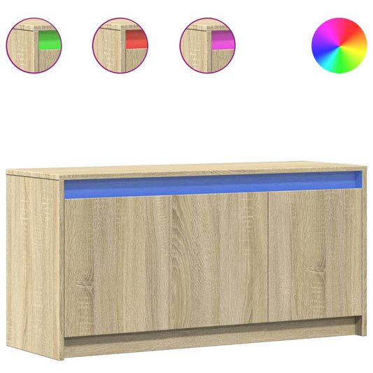 vidaXL Έπιπλο Τηλεόρασης με LED Sonoma Δρυς 100x34x50 εκ. Επεξ. Ξύλο