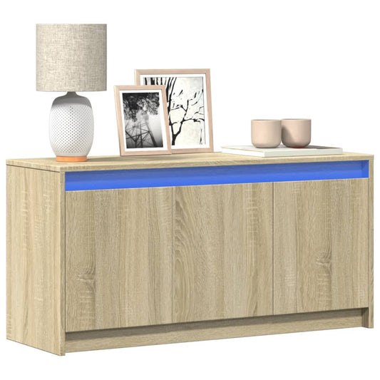 vidaXL Έπιπλο Τηλεόρασης με LED Sonoma Δρυς 100x34x50 εκ. Επεξ. Ξύλο