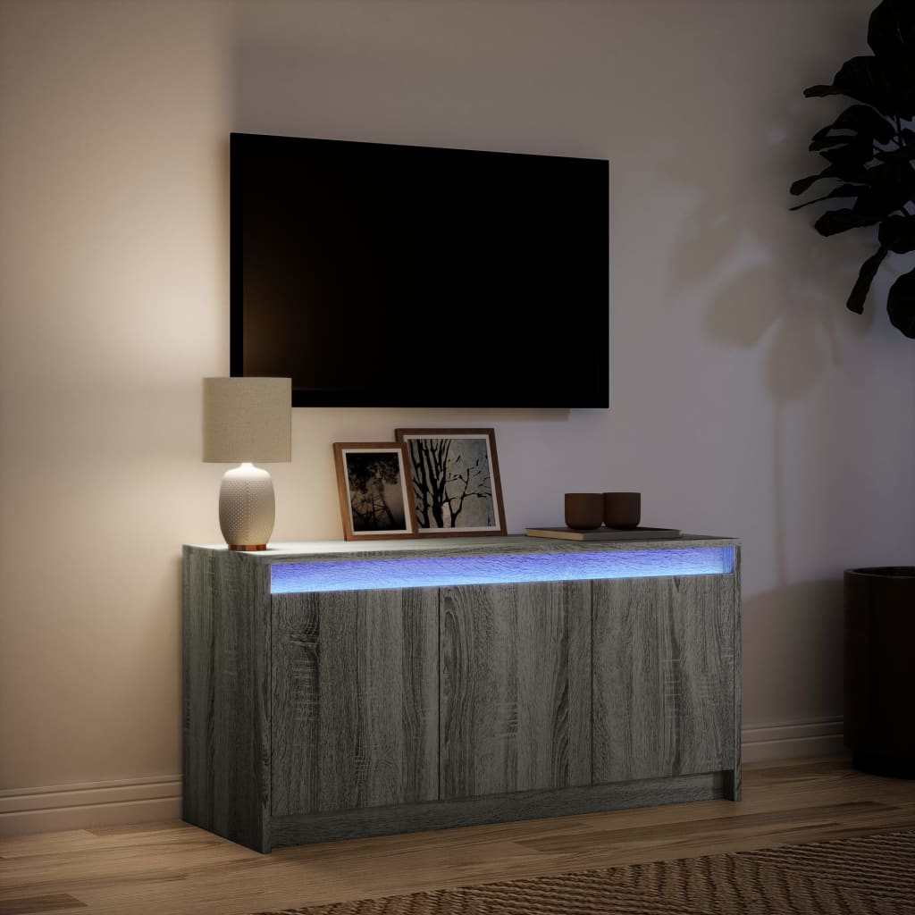 vidaXL Έπιπλο Τηλεόρασης με LED Γκρι Sonoma 100x34x50 εκ. Επεξ. Ξύλο