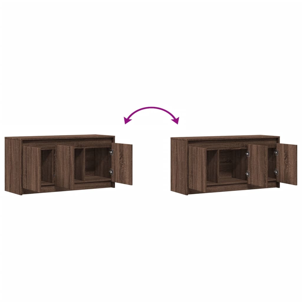 vidaXL Έπιπλο Τηλεόρασης με LED Καφέ Δρυς 100x34x50 εκ. από Επεξ. Ξύλο