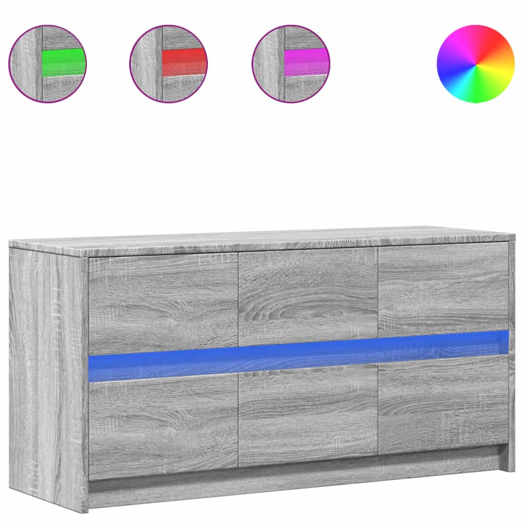 vidaXL Έπιπλο Τηλεόρασης με LED Γκρι Sonoma 100x34x50 εκ. Επεξ. Ξύλο