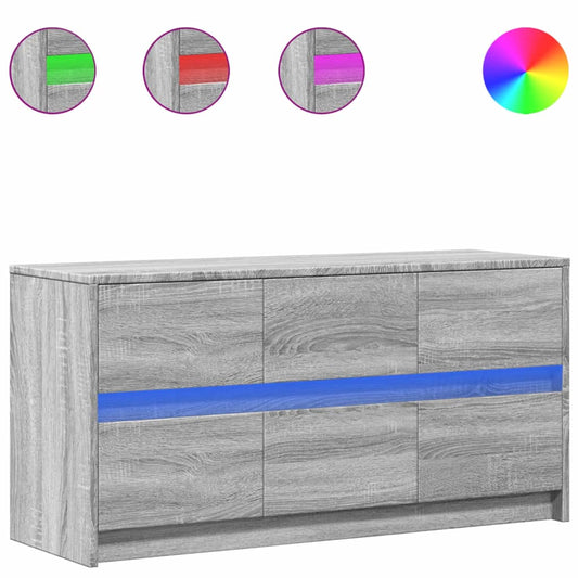 vidaXL Έπιπλο Τηλεόρασης με LED Γκρι Sonoma 100x34x50 εκ. Επεξ. Ξύλο