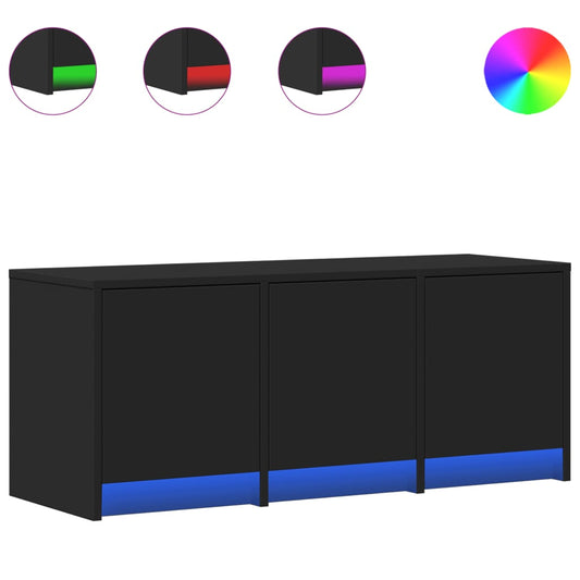 vidaXL Έπιπλο Τηλεόρασης με LED Μαύρο 97x34x40 εκ. από Επεξ. Ξύλο