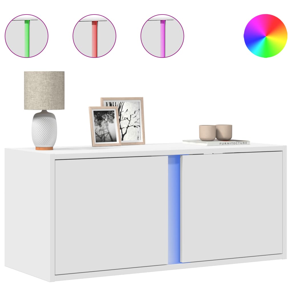 vidaXL Έπιπλο Τοίχου Τηλεόρασης με LED Λευκό 80x31x35 εκ.