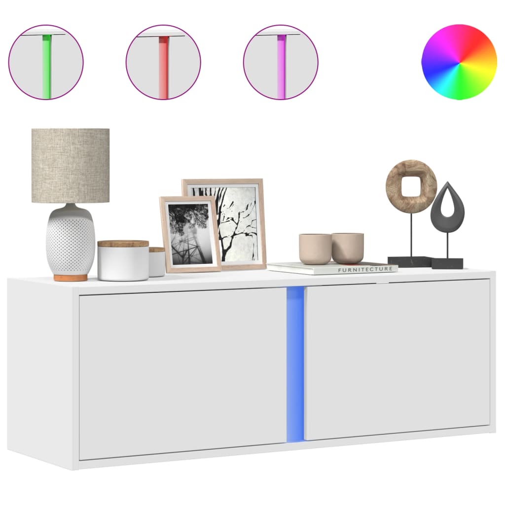 vidaXL Έπιπλο Τοίχου Τηλεόρασης με LED Λευκό 100x31x35 εκ.