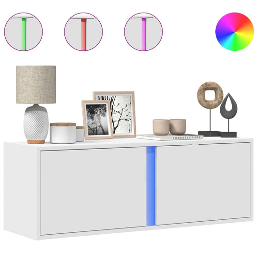 vidaXL Έπιπλο Τοίχου Τηλεόρασης με LED Λευκό 100x31x35 εκ.