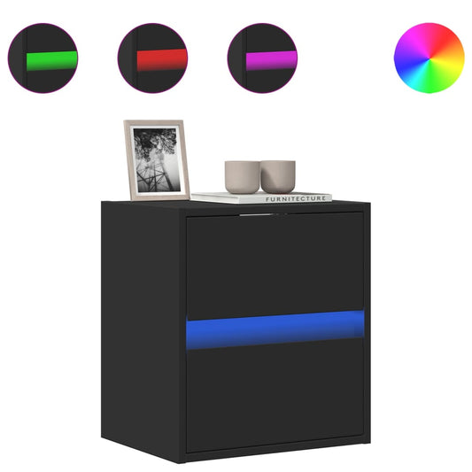 vidaXL Έπιπλο Τοίχου Τηλεόρασης με LED Μαύρο 41x31x45 εκ.