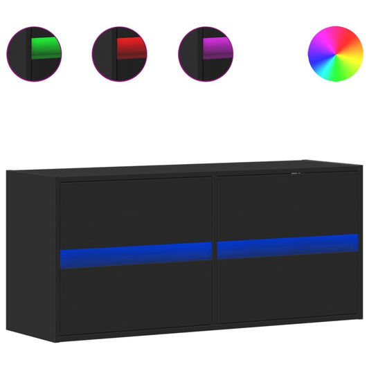 vidaXL Έπιπλο Τοίχου Τηλεόρασης με LED Μαύρο 100x31x45 εκ.