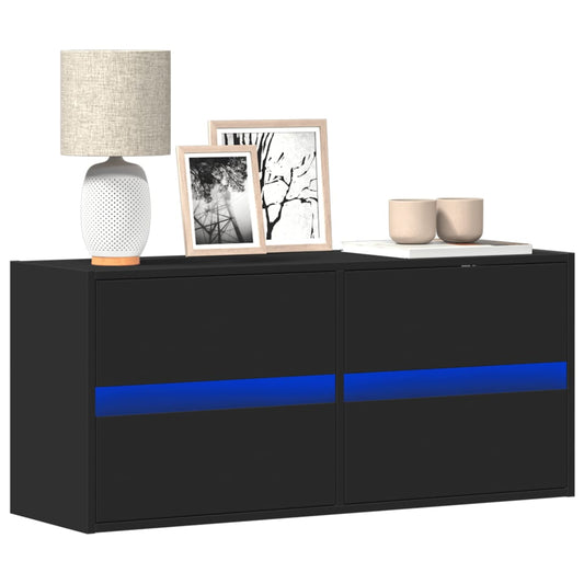 vidaXL Έπιπλο Τοίχου Τηλεόρασης με LED Μαύρο 100x31x45 εκ.