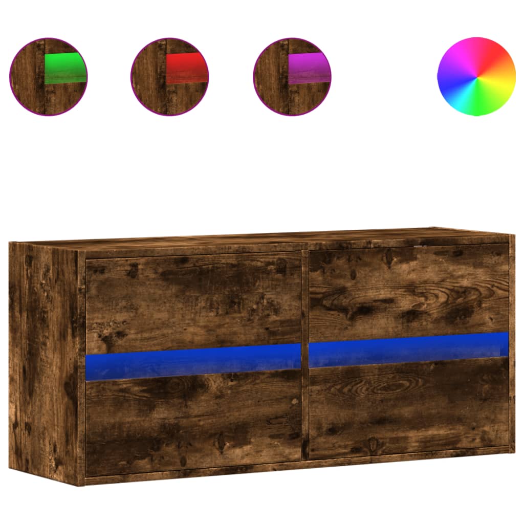 vidaXL Έπιπλο Τοίχου Τηλεόρασης με LED Καπνιστή Δρυς 100x31x45 εκ.