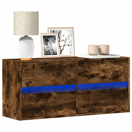 vidaXL Έπιπλο Τοίχου Τηλεόρασης με LED Καπνιστή Δρυς 100x31x45 εκ.