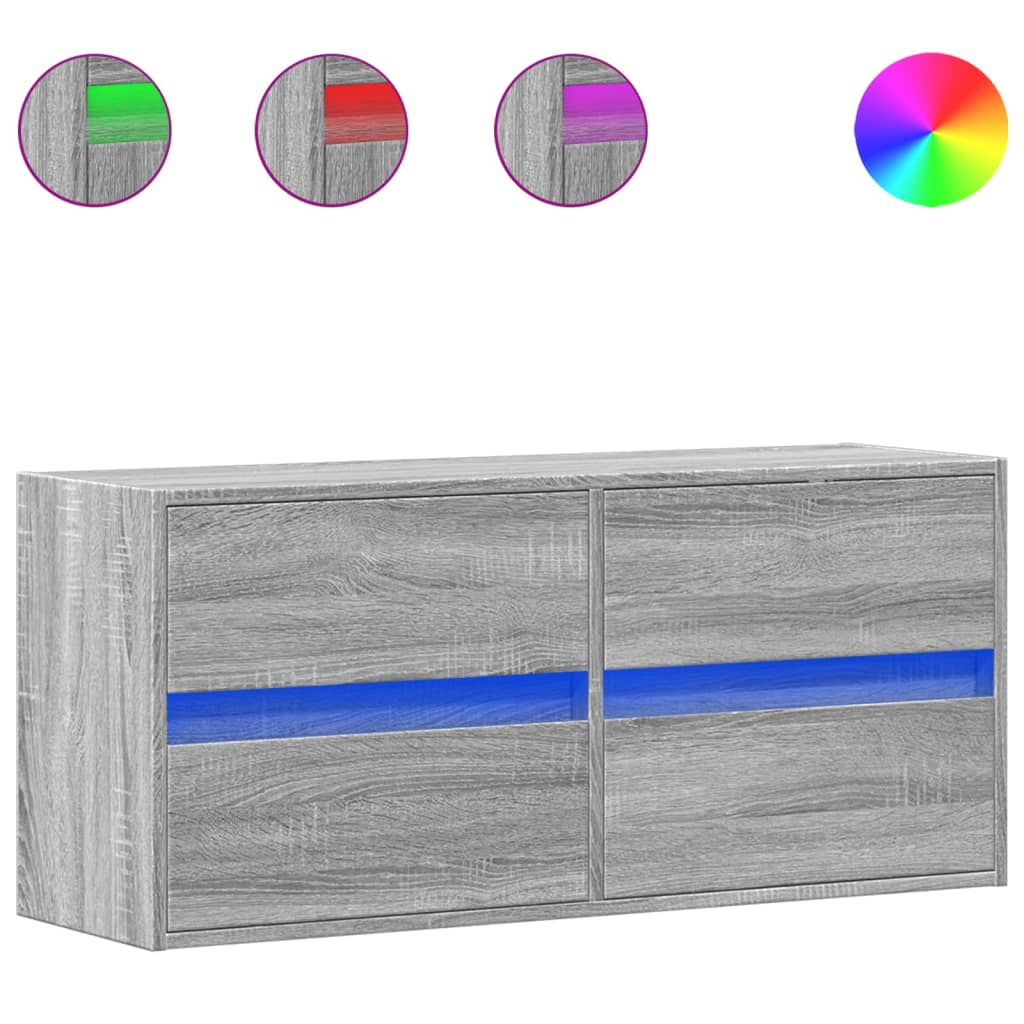 vidaXL Έπιπλο Τοίχου Τηλεόρασης με LED Γκρι Sonoma 100x31x45 εκ.