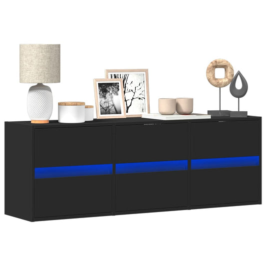 vidaXL Έπιπλο Τοίχου Τηλεόρασης με LED Μαύρο 130x31x45 εκ.